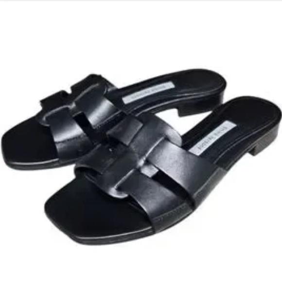 Emme Parsons Shoes - Elegant Black Leather Slide Sandals Sz 38